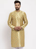 Jompers Men Green & Gold-Toned Printed Kurta onlly - Distacart