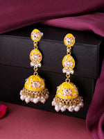 Thumbnail for NVR Women Gold Plated Yellow Jhumkas Earrings - Distacart