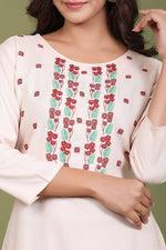 Thumbnail for Yufta Women Pink Yoke Design Embroidered Kurta