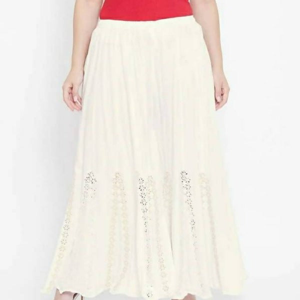Mominos Fashion Off White Mirror Flower Work Palazzo