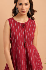 Thumbnail for Janasya Women's Maroon Cotton Geometric Print Peplum Top - Distacart