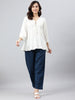 Janasya Women's White Rayon Solid Flared Top - Distacart
