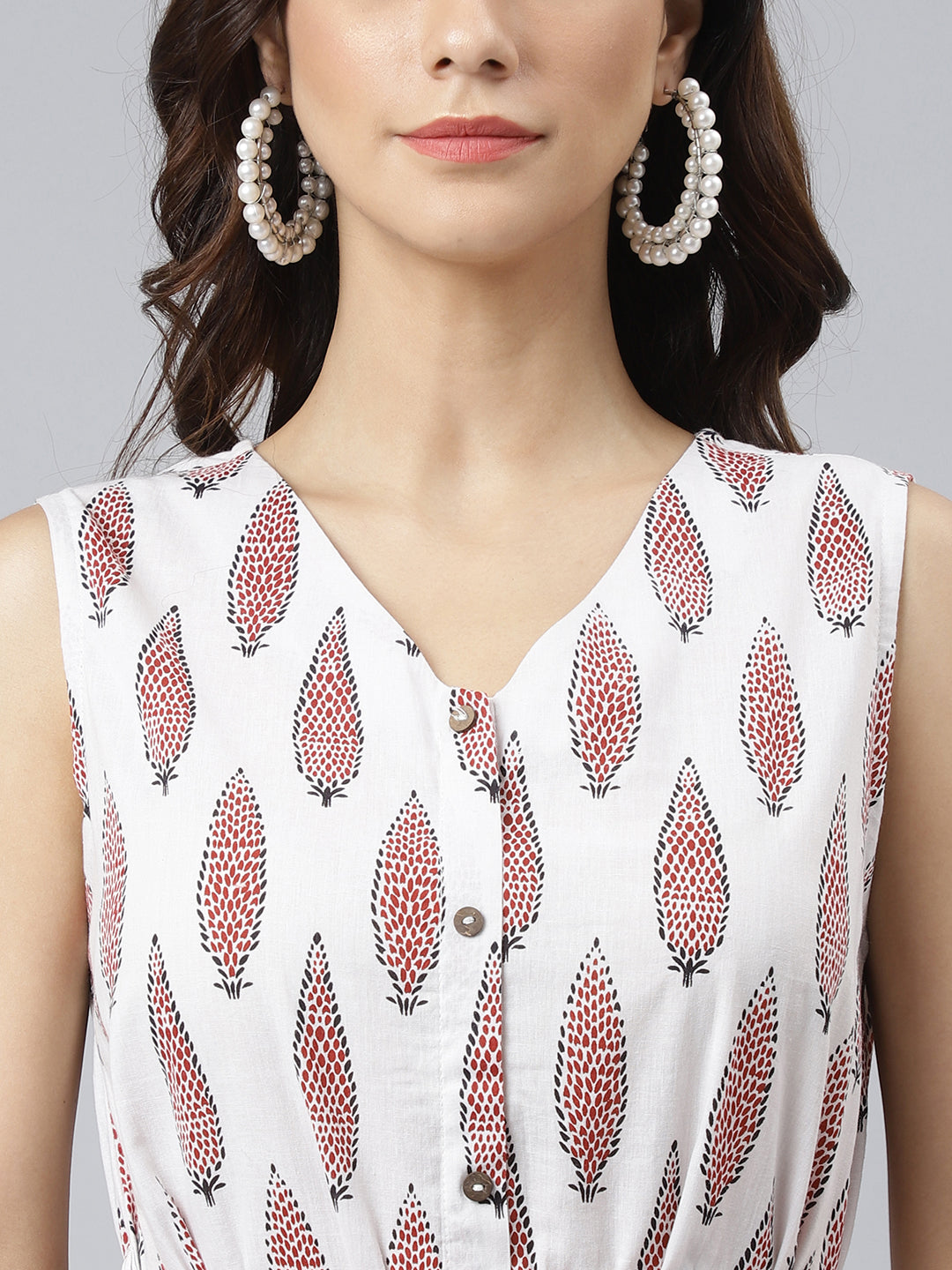 Janasya Women's White Cotton Ethnic Motifs Flared Western Dress - Distacart