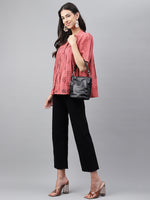 Thumbnail for Janasya Women's Pink Cotton Schiffli Casual Gathered Top - Distacart