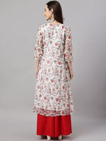 Thumbnail for Janasya Women's White Chiffon Lurex Floral Printed Casual flared Kurta - Distacart
