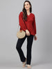 Janasya Women's Maroon Dobby Cotton Solid Peplum Top - Distacart