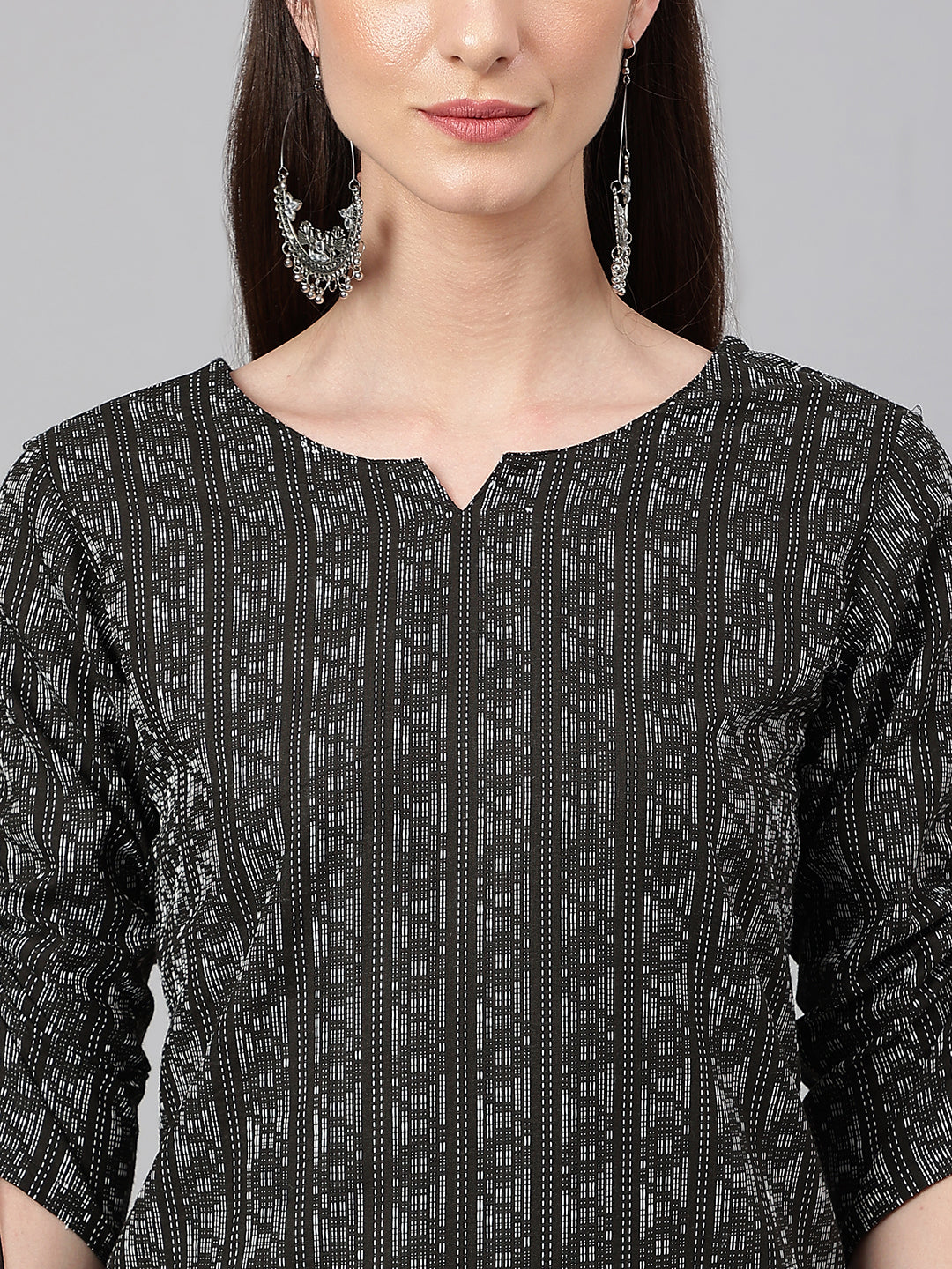 Janasya Women's Black Cotton Woven Design Casual Straight Kurta - Distacart