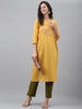 Janasya Women's Yellow Dobby Cotton Solid Casual A-Line Kurta - Distacart
