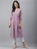 Janasya Women's Lavender Dobby Cotton Solid Casual Gathered Kurta - Distacart