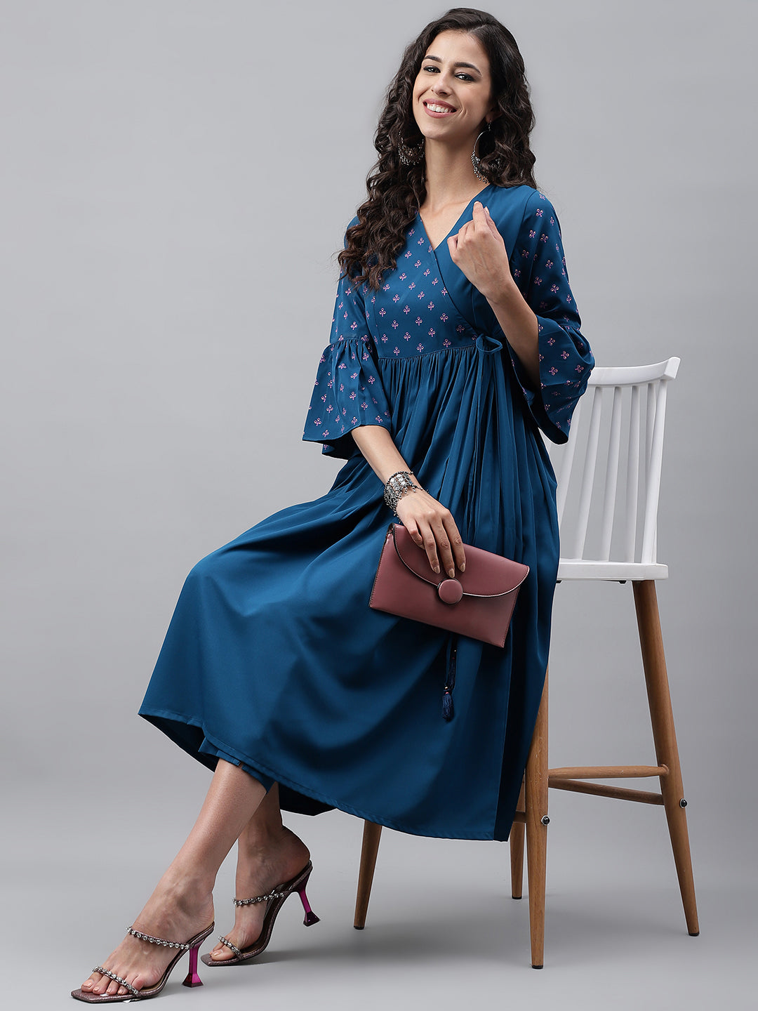 Janasya Women's Blue Crepe Solid Casual Angrakha Kurta - Distacart