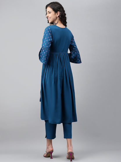 Janasya Women's Blue Crepe Solid Casual Angrakha Kurta - Distacart