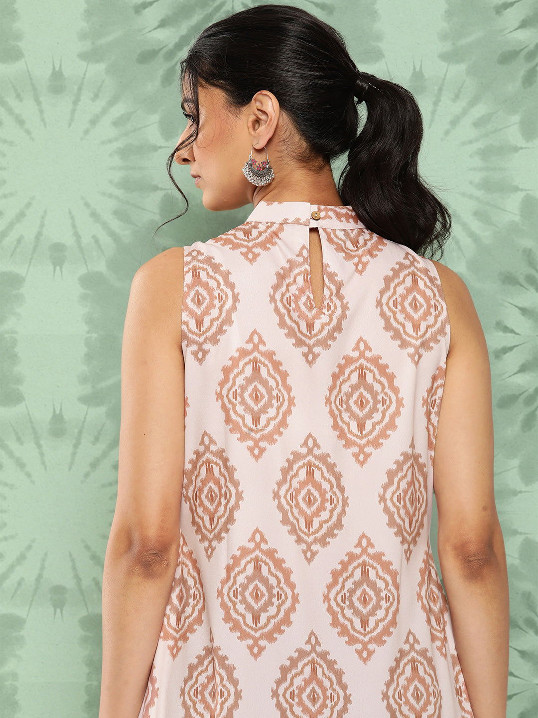 Janasya Women's Light Peach Crepe Digital Printed Casual A-Line Kurta - Distacart