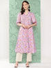 Janasya Women's Lavender Moss Digital Floral Printed Festive Flared Kurta - Distacart
