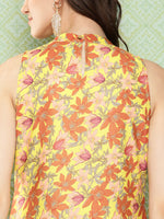 Thumbnail for Janasya Women's Yellow Moss Digital Floral Printed Casual Straight Kurta - Distacart