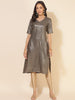 Janasya Grey Crepe Foil Printed Festive Kurta - Distacart