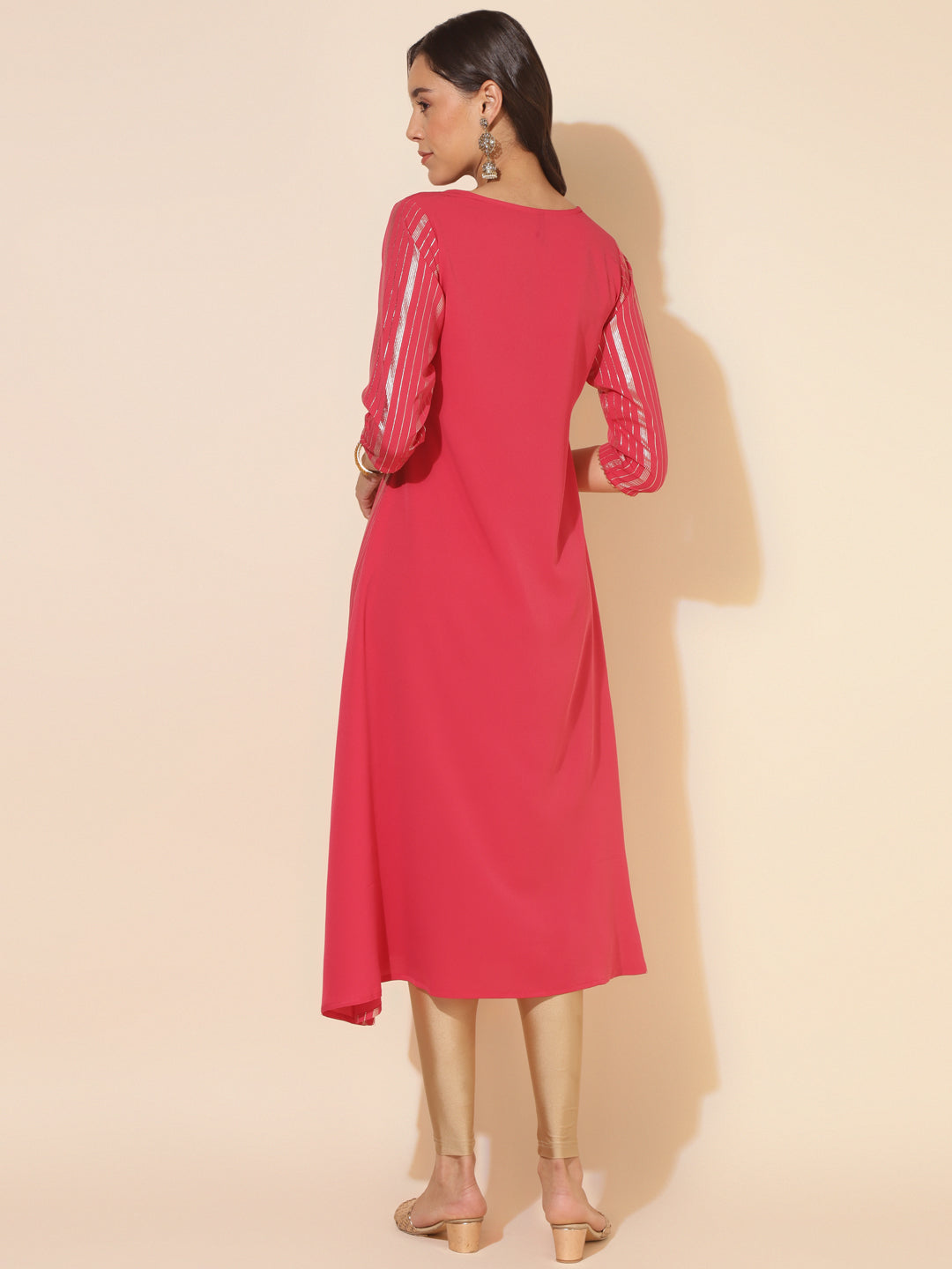 Janasya Dark Pink Crepe Foil Printed Casual Kurta - Distacart
