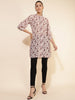 Janasya Women's Beige Georgette Floral Printed Casual Tunic - Distacart