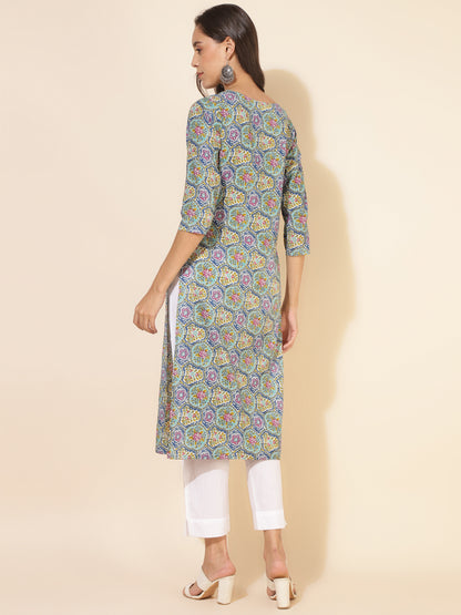 Janasya Multicolor Cotton Printed Casual Kurta - Distacart