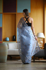 Thumbnail for Vamsee Blue Organza Saree - Distacart