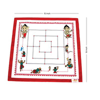 Thumbnail for Desi Toys Bal Ganesha Nine Men Morris/ Navakankari, Classic Strategy Board Game with Canvas Fabric Board, Based on Indian Mythological Story - Distacart