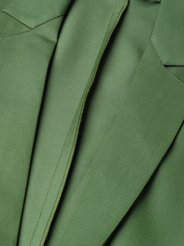 Jompers Women Olive-Green Solid Single-Breasted Smart Casual Blazer - Distacart