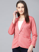 Thumbnail for Jompers Women Peach Solid Single-Breasted Smart Casual Blazer - Distacart