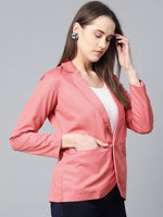 Thumbnail for Jompers Women Peach Solid Single-Breasted Smart Casual Blazer - Distacart