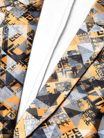 Thumbnail for Jompers Women Mustard Yellow & Grey Satin Finish Printed Single-Breasted Blazer - Distacart