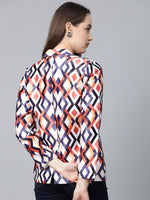 Thumbnail for Jompers Women Multi-Coloured Satin Finish Printed Single-Breasted Blazer - Distacart
