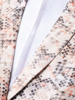 Thumbnail for Jompers Women Peach-Coloured & Grey Satin Printed Single-Breasted Casual Blazer - Distacart