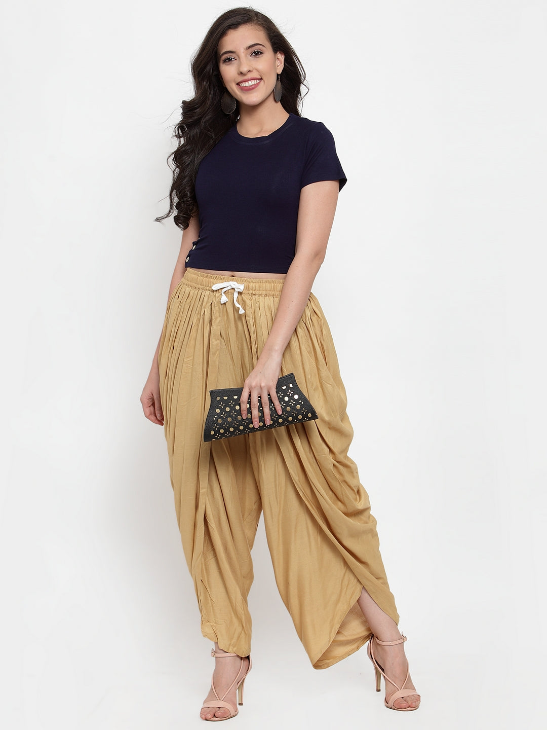 Jompers Women Beige Solid Dhoti - Distacart