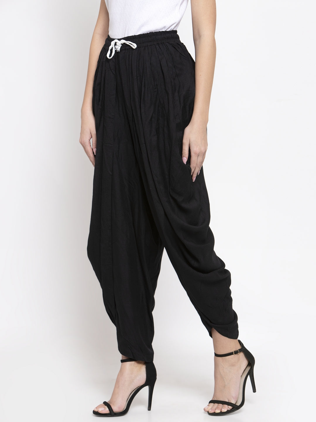 Jompers Women Black Solid Dhoti - Distacart