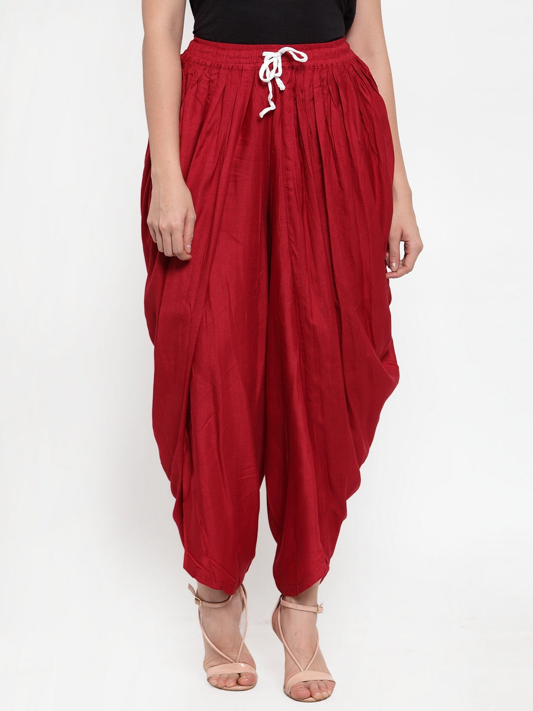 Jompers Women Maroon Solid Dhoti - Distacart