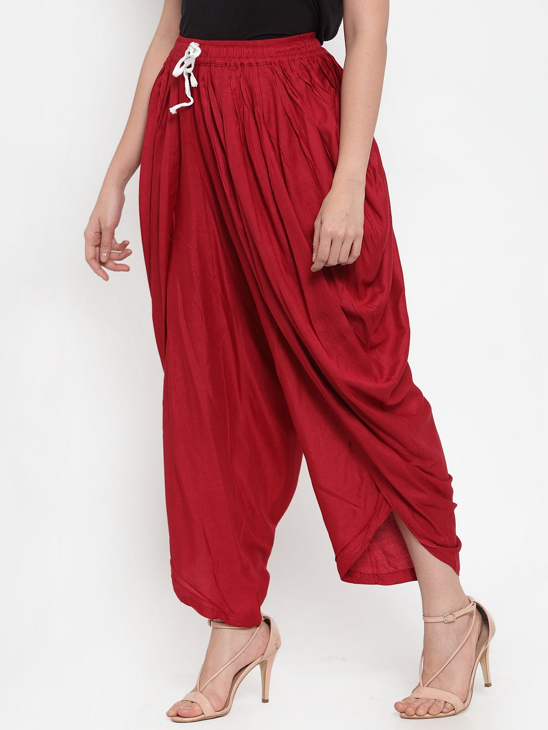Jompers Women Maroon Solid Dhoti - Distacart