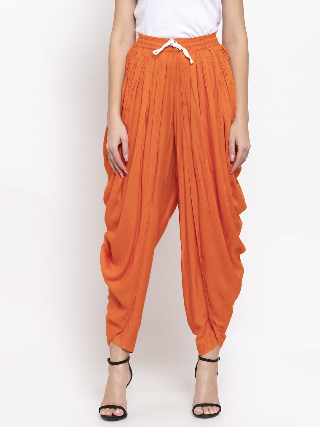 Jompers Women Orange Solid Dhoti - Distacart