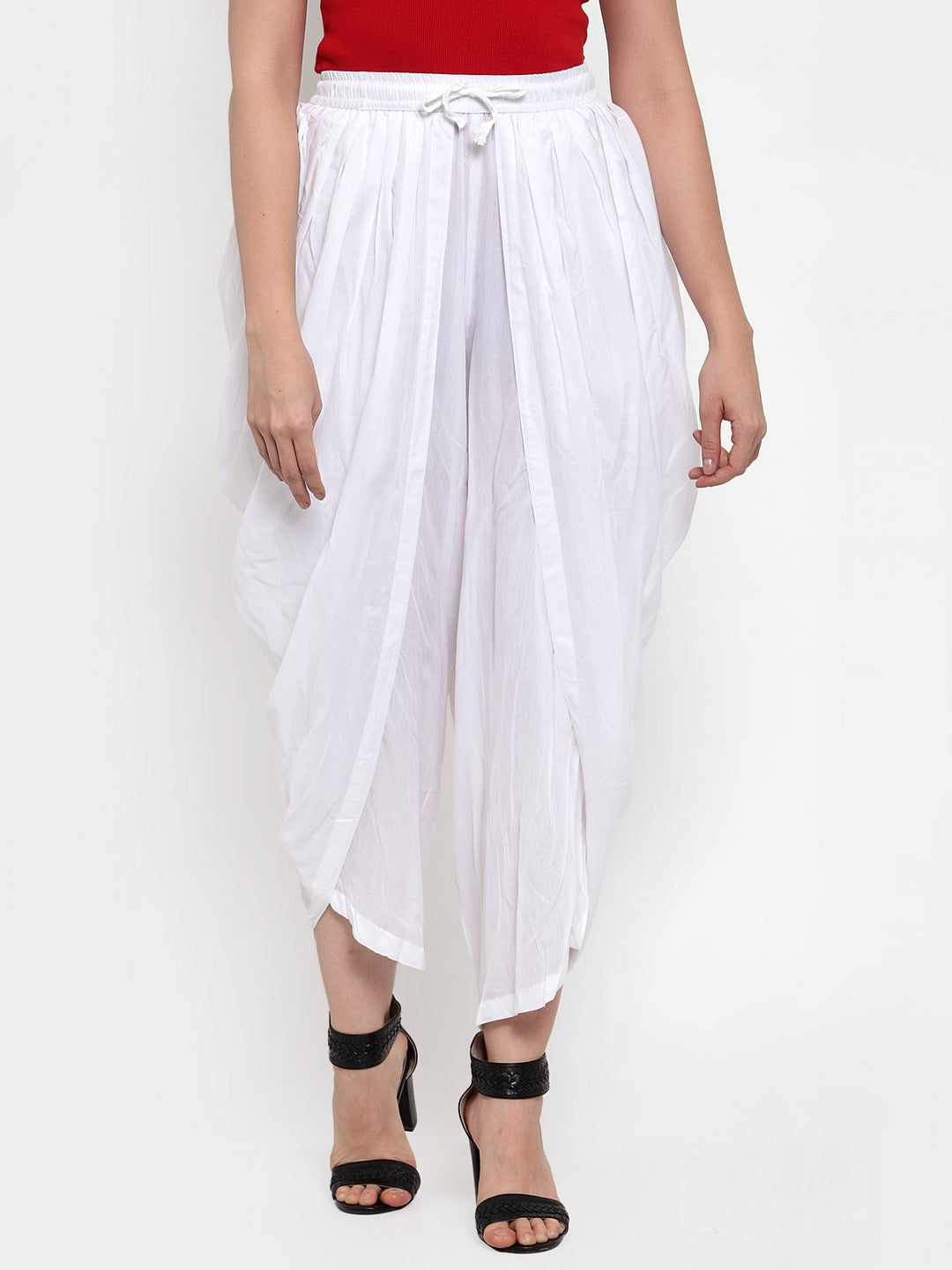 Jompers Women White Solid Dhoti - Distacart