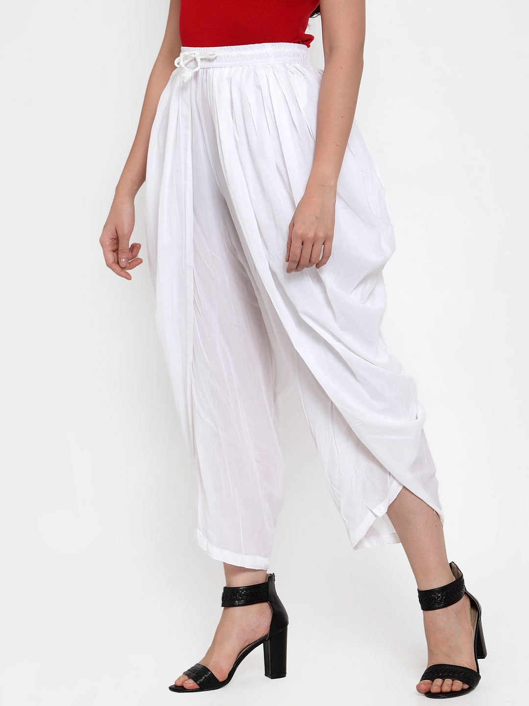 Jompers Women White Solid Dhoti - Distacart