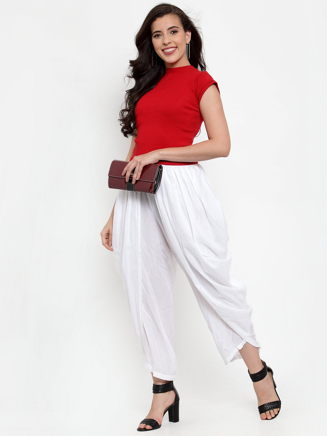 Jompers Women White Solid Dhoti - Distacart