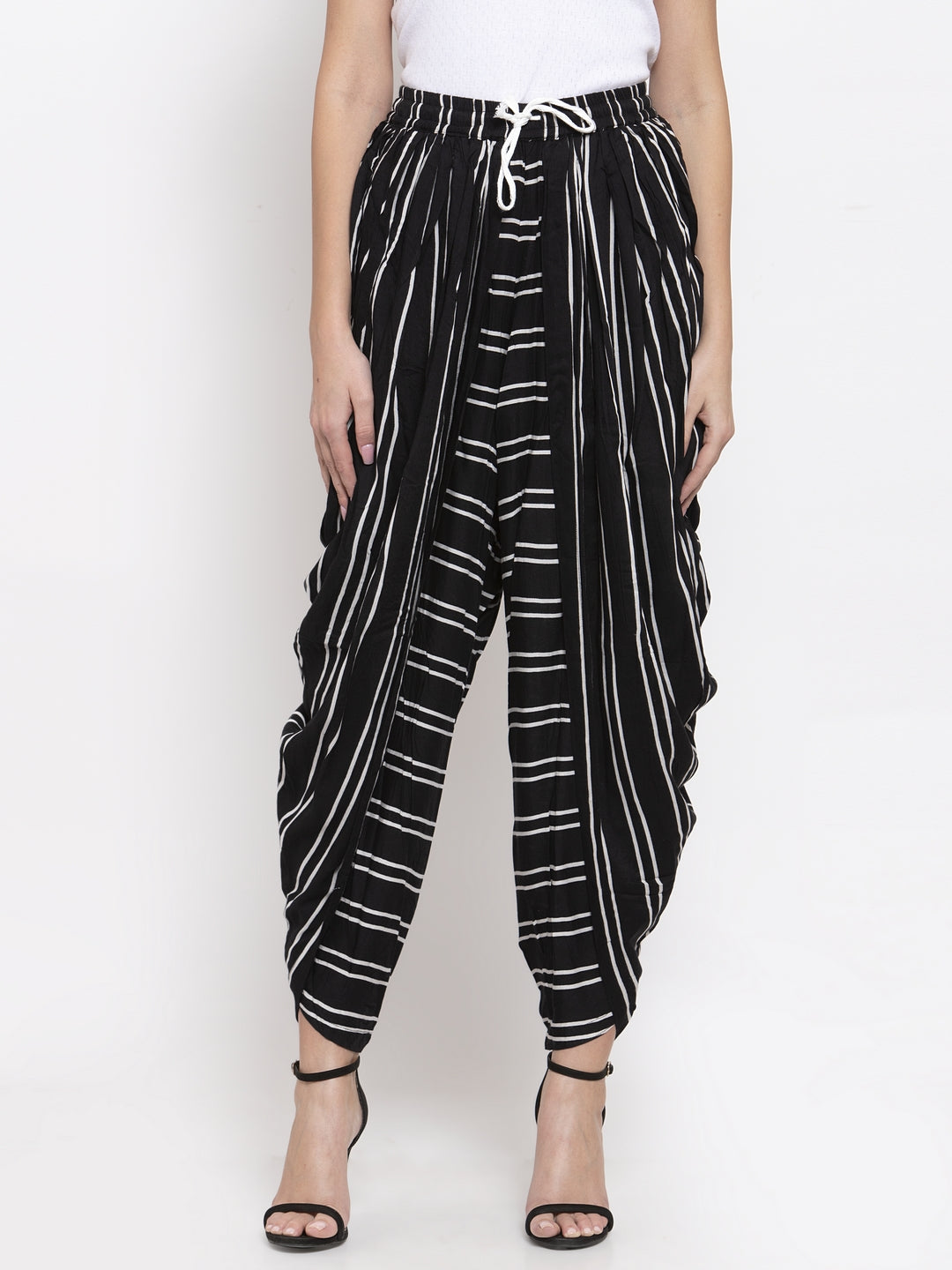 Jompers Women Black Stripped Dhoti - Distacart