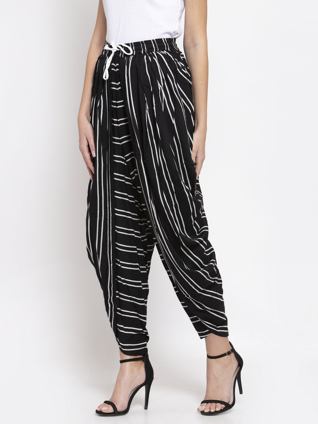 Jompers Women Black Stripped Dhoti - Distacart