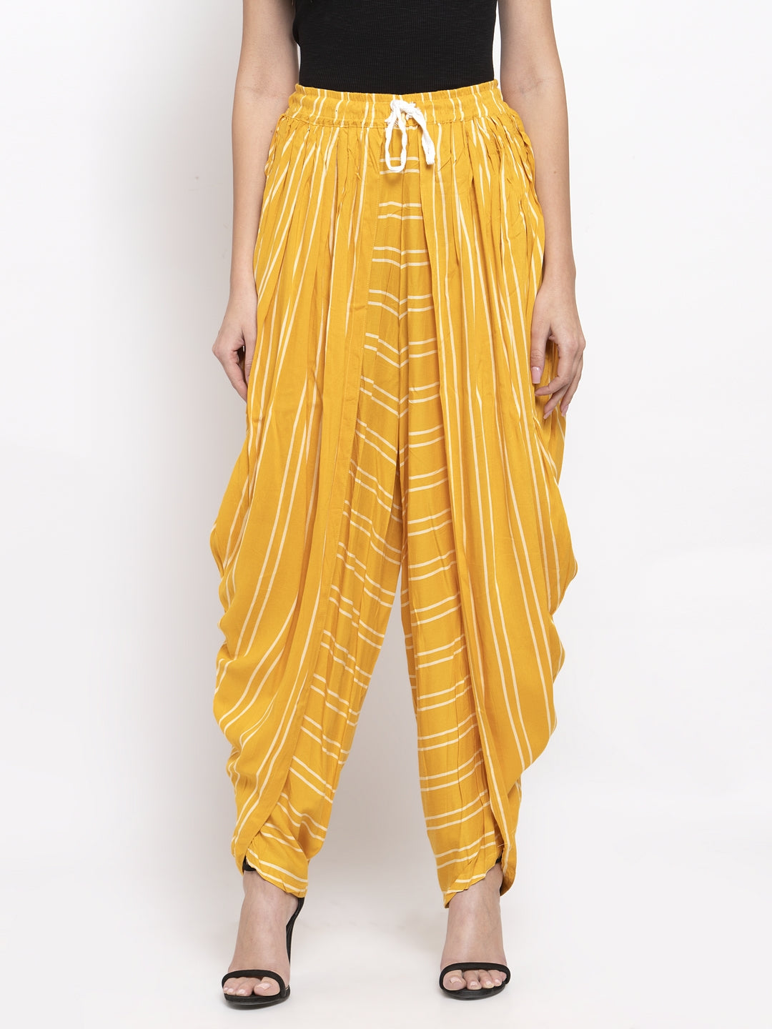 Jompers Women Mustard Stripped Dhoti - Distacart