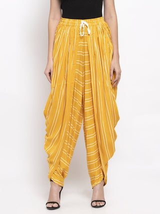 Jompers Women Mustard Stripped Dhoti - Distacart