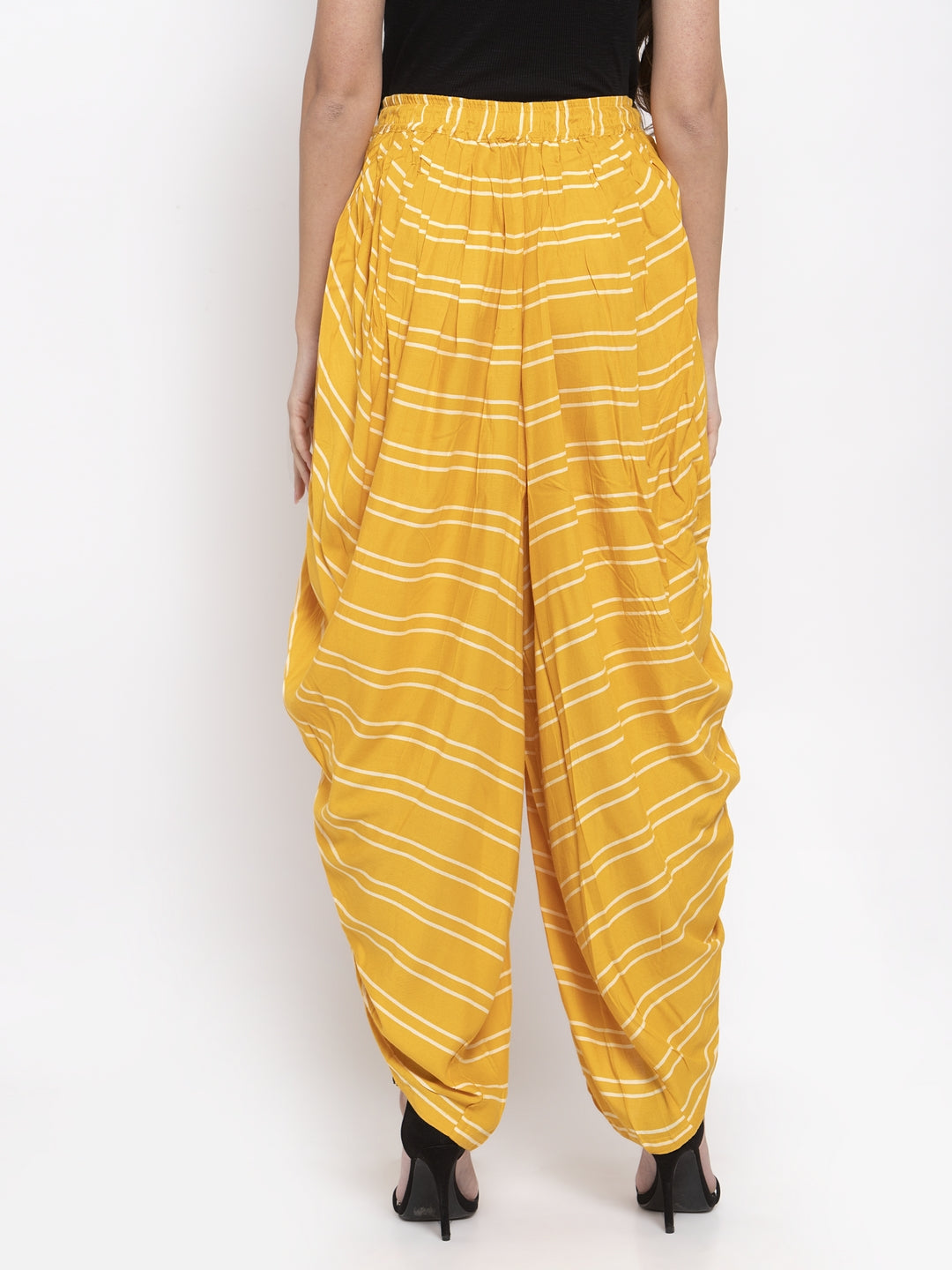 Jompers Women Mustard Stripped Dhoti - Distacart
