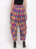Thumbnail for Jompers Women Pink and Yellow Checked Dhoti - Distacart