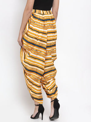 Jompers Women Yellow and Blue Stripped Dhoti - Distacart