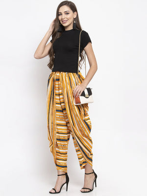 Jompers Women Yellow and Blue Stripped Dhoti - Distacart