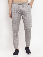 Thumbnail for Jainish Men's Grey Checked Cotton Track Pants ( JOG 012Grey ) - Distacart