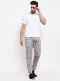 Thumbnail for Jainish Men's Grey Checked Cotton Track Pants ( JOG 012Grey ) - Distacart