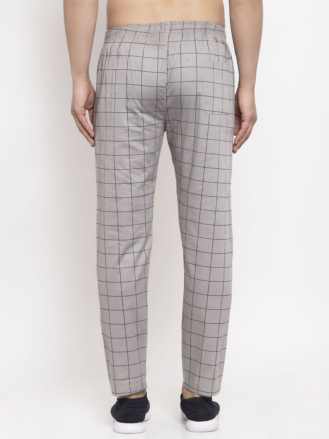 Jainish Men's Grey Checked Cotton Track Pants ( JOG 012Grey ) - Distacart