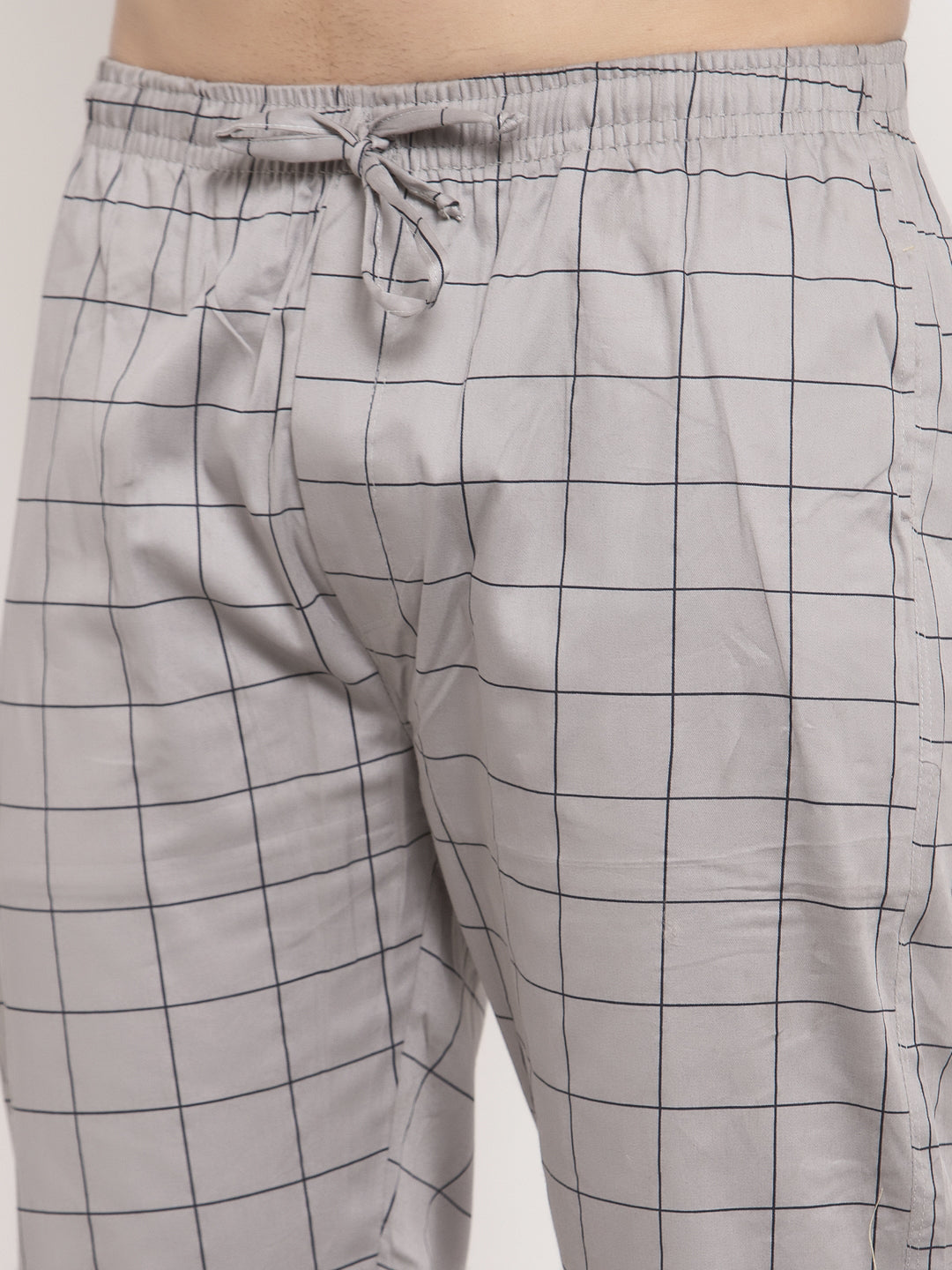 Jainish Men's Grey Checked Cotton Track Pants ( JOG 012Grey ) - Distacart